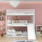 Bellemave® Full over Full & Full Triple Bunk Bed with Built - in Ladder and Slide - Bellemave